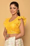 Buy_Arihant Rai Sinha_Yellow Polyester Frill Sleeves Blouse_at_Aza_Fashions
