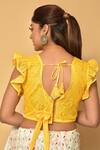 Shop_Arihant Rai Sinha_Yellow Polyester Frill Sleeves Blouse_at_Aza_Fashions