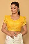 Buy_Arihant Rai Sinha_Yellow Polyester Frill Sleeves Blouse_Online_at_Aza_Fashions