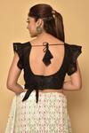 Shop_Arihant Rai Sinha_Black Polyester Frill Sleeve Blouse_at_Aza_Fashions