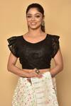 Buy_Arihant Rai Sinha_Black Polyester Frill Sleeve Blouse_Online_at_Aza_Fashions
