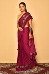 Buy_Arihant Rai Sinha_Purple Chiffon Pre-draped Saree For Women_at_Aza_Fashions