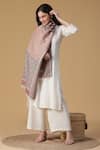Buy_Shingora_Maroon Woven Floral Stole _at_Aza_Fashions