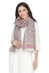 Shingora_Maroon Woven Floral Stole _Online_at_Aza_Fashions