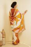 Shop_SAKSHAM & NEHARICKA_Yellow Tussar Silk Embroidered Abstract Patchwork Saree _at_Aza_Fashions