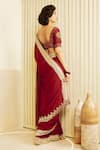 Shop_Saksham & Neharicka_Maroon Georgette Metallic Border Saree_at_Aza_Fashions