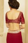 Shop_Saksham & Neharicka_Maroon Chanderi Dori Plunge V Neck Embroidered Blouse_at_Aza_Fashions