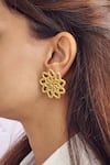 Buy_MNSH_Gold Plated Floral Cutwork Earrings _at_Aza_Fashions