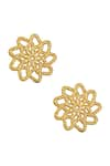 Shop_MNSH_Gold Plated Floral Cutwork Earrings _at_Aza_Fashions