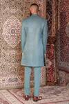 Shop_Ankur J_Green Finest Gyanta Silk Pine Embroidered Bandhgala Set_at_Aza_Fashions