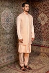 Ankur J_Pink Bundi Finest Gyanta Silk, Pant Banana Crepe Embroidered And Kurta Set_Online_at_Aza_Fashions