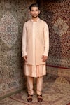 Buy_Ankur J_Pink Bundi Finest Gyanta Silk, Pant Banana Crepe Embroidered And Kurta Set_at_Aza_Fashions