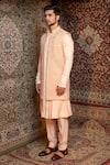 Buy_Ankur J_Pink Bundi Finest Gyanta Silk, Pant Banana Crepe Embroidered And Kurta Set_Online_at_Aza_Fashions