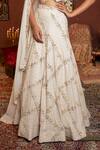 Ankur J_Cream Lehenga And Bustier Crepe Embroidery Resham Round Alabasted Bridal Set _at_Aza_Fashions