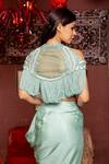 Buy_Ankur J_Blue Bustier And Cape Crepe, Skirt Modal Satin Embroidered & Draped Set _Online_at_Aza_Fashions