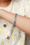Palace Of Silver_Silver Plated Checker Handcrafted Stone Work Bangle_at_Aza_Fashions