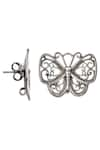 Palace of Silver_Silver Plated Oxidized Butterfly And Rawa Stud Earrings_Online_at_Aza_Fashions