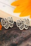 Buy_Palace of Silver_Silver Plated Oxidized Butterfly And Rawa Stud Earrings_Online_at_Aza_Fashions