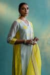 Buy_Shivani Bhargava_Green Dupatta Kota Silk, Kurta Handwoven Chanderi, Colorblock Embroidered Set _Online_at_Aza_Fashions