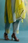 Shivani Bhargava_Green Dupatta Kota Silk, Kurta Handwoven Chanderi, Colorblock Embroidered Set _at_Aza_Fashions