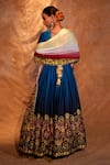 Shop The Royaleum Blue Anarkali Gajji Silk, Dupatta Crepe Damask Print, Pearls Maahika With at Aza Fashions Shop_The Royaleum_Blue Anarkali Gajji Silk, Dupatta Crepe Damask Print, Pearls Maahika With_at_Aza_Fashions