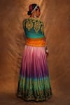 Shop_The Royaleum_Purple Anarkali Gajji Silk Print And Embroidery Paridhi With Dupatta  _at_Aza_Fashions