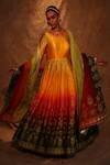 The Royaleum_Multi Color Anarkali Gajji Silk, Dupatta Crepe Maheshi Embroidered With_Online_at_Aza_Fashions