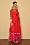 Buy_Aryavir Malhotra_Red Net Embroidered Stone Round Neck Floral Anarkali _Online_at_Aza_Fashions