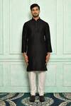 Adara Khan_Black Jacquard Embroidered Sequin Kurta Set For Men_Online_at_Aza_Fashions