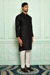Buy_Adara Khan_Black Jacquard Embroidered Sequin Kurta Set For Men_Online_at_Aza_Fashions