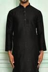 Shop_Adara Khan_Black Jacquard Embroidered Sequin Kurta Set For Men_Online_at_Aza_Fashions