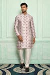 Buy_Adara Khan_Grey Soft Cotton Floral Pattern Kurta_at_Aza_Fashions