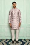 Adara Khan_Grey Soft Cotton Floral Pattern Kurta_Online_at_Aza_Fashions
