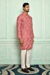 Buy_Adara Khan_Peach Soft Cotton Floral Paisley Pattern Kurta _Online_at_Aza_Fashions