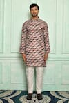 Adara Khan_Multi Color Soft Cotton Geometric Pattern Kurta_Online_at_Aza_Fashions