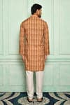 Shop_Adara Khan_Orange Soft Cotton Floral Pattern Kurta For Men_at_Aza_Fashions