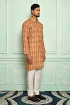 Buy_Adara Khan_Orange Soft Cotton Floral Pattern Kurta_Online_at_Aza_Fashions