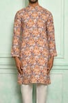 Shop_Adara Khan_Multi Color Soft Cotton Floral And Paisley & Pattern Kurta_Online_at_Aza_Fashions
