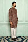 Buy_Adara Khan_Brown Soft Cotton Floral Pattern Kurta_Online_at_Aza_Fashions