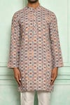 Shop_Adara Khan_Multi Color Soft Cotton Geometric Pattern Kurta_Online_at_Aza_Fashions