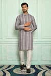 Buy_Arihant Rai Sinha_Grey Kurta Soft Cotton Floral Pattern Set _at_Aza_Fashions