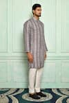 Buy_Arihant Rai Sinha_Grey Kurta Soft Cotton Floral Pattern Set _Online_at_Aza_Fashions