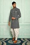 Buy_Adara Khan_Green Kurta: Silk Embroidery Lucknowi Set For Men_at_Aza_Fashions