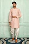 Buy_Adara Khan_Pink Sherwani Jacquard And Dhoti Pant Set_at_Aza_Fashions
