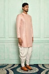 Buy_Adara Khan_Pink Sherwani Jacquard And Dhoti Pant Set_Online_at_Aza_Fashions