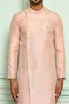 Shop_Adara Khan_Pink Sherwani Jacquard And Dhoti Pant Set_Online_at_Aza_Fashions