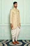 Buy_Adara Khan_Gold Sherwani Jacquard Woven And Dhoti Pant Set_Online_at_Aza_Fashions