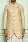 Shop_Adara Khan_Gold Sherwani Jacquard Woven And Dhoti Pant Set_Online_at_Aza_Fashions