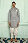 Arihant Rai Sinha_Grey Sherwani Jacquard Woven And Dhoti Pant Set _Online_at_Aza_Fashions