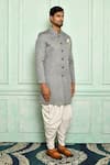 Buy_Arihant Rai Sinha_Grey Sherwani Jacquard Woven And Dhoti Pant Set _Online_at_Aza_Fashions